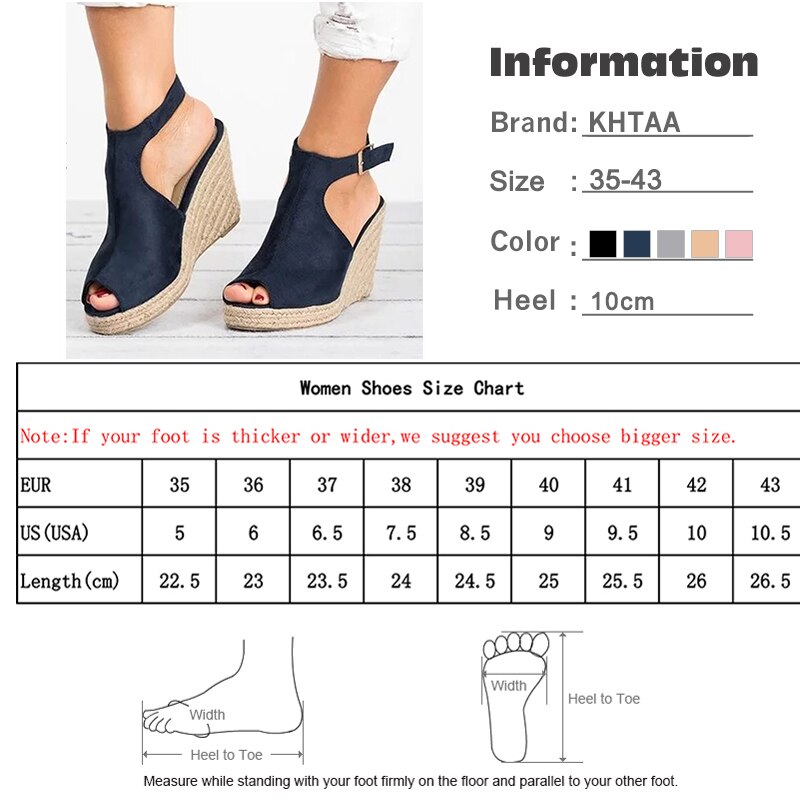 Women Suede Open Toe Cork Wedge Shoes