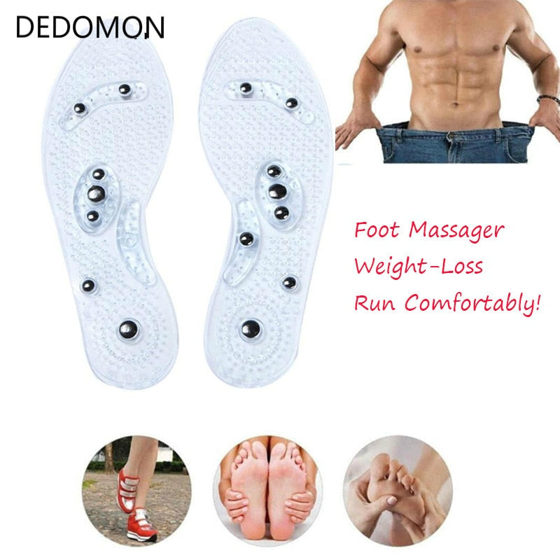 Pair Shoe Gel Insoles Feet Magnetic Therapy Health Care for Men