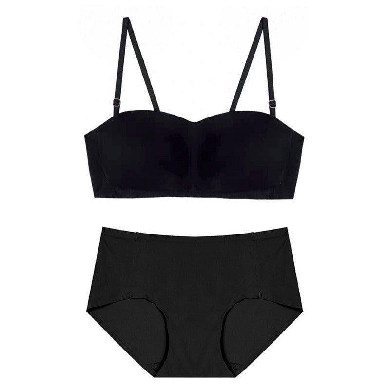 Seamless Tube Top Glossy Underwear Set