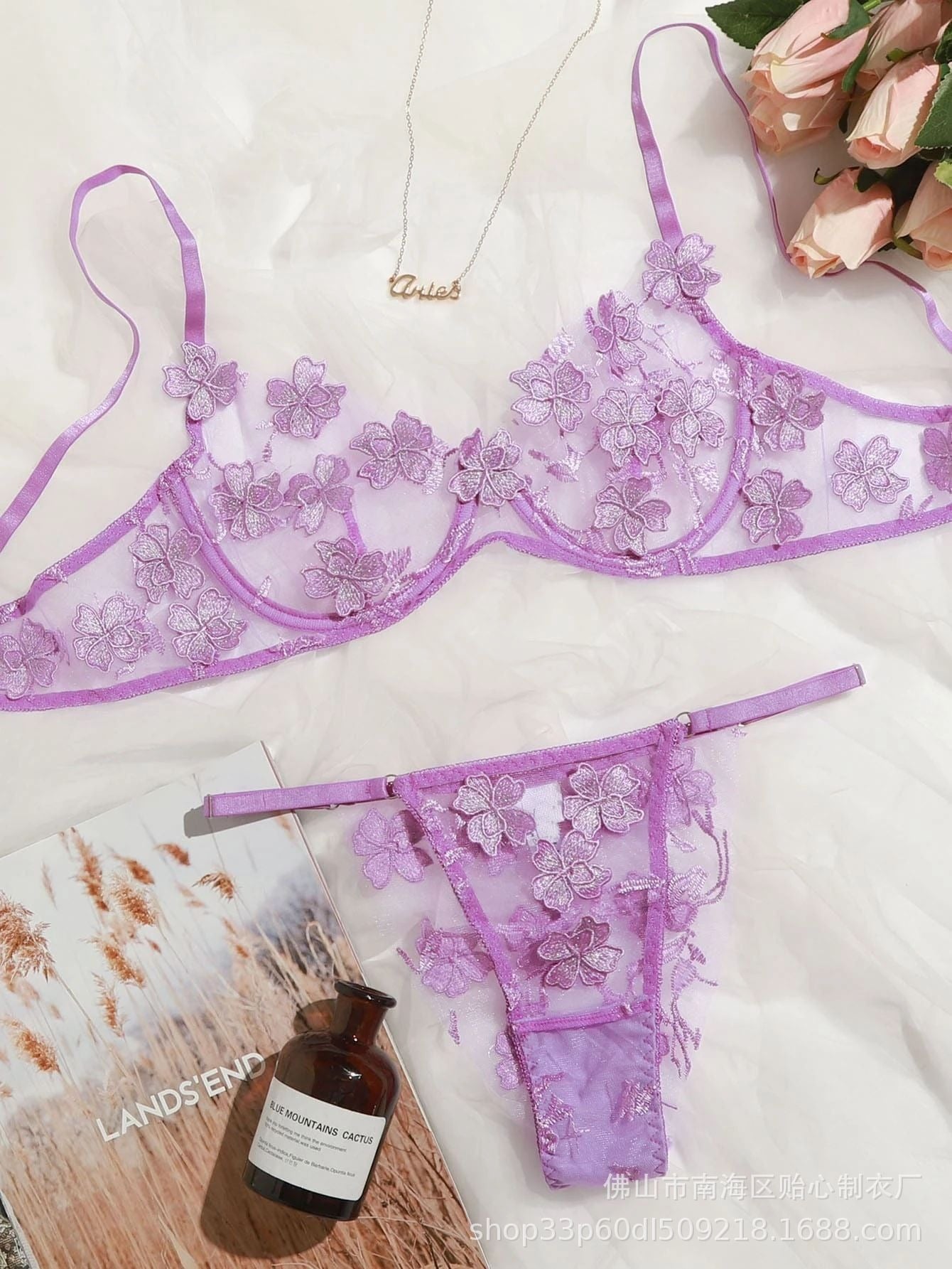 Sexy Sweet Mesh Embroidery Flower Decal