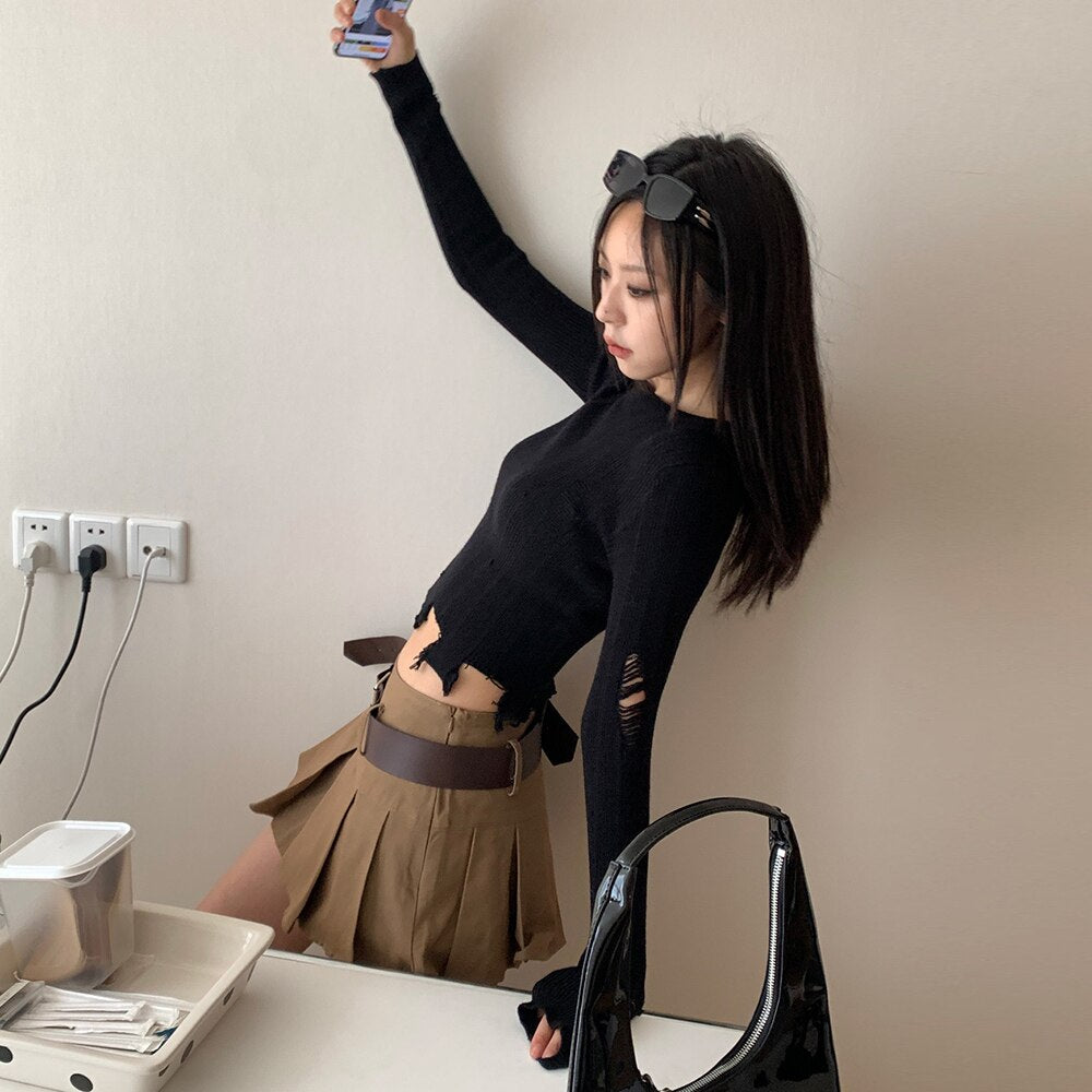Women's Hit Color Round Neck Long Sleeve Sweaters
