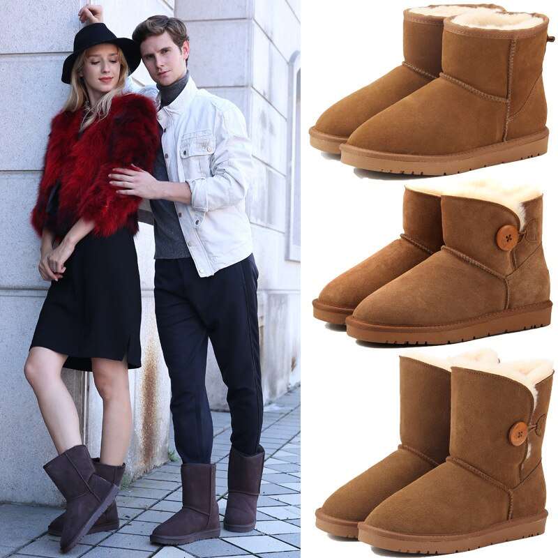 Casual classic warm wear-resistant anti-slip Genuine Leather snow boots