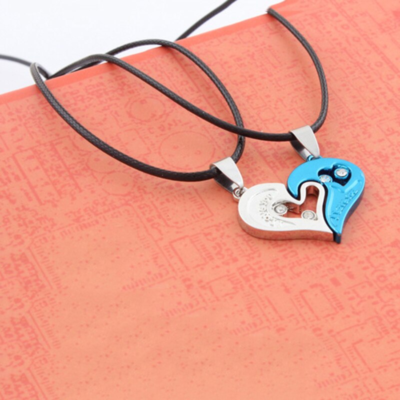 1 pair Fashion Couple Heart Shape I Love You Necklace