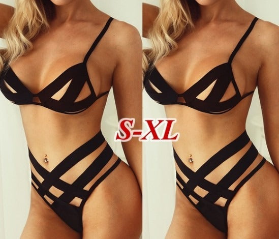 Fun Three Point Bundle Black Sexy Lingerie Set