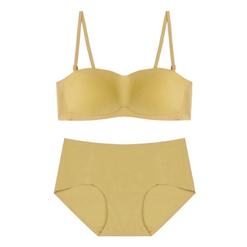Seamless Tube Top Glossy Underwear Set