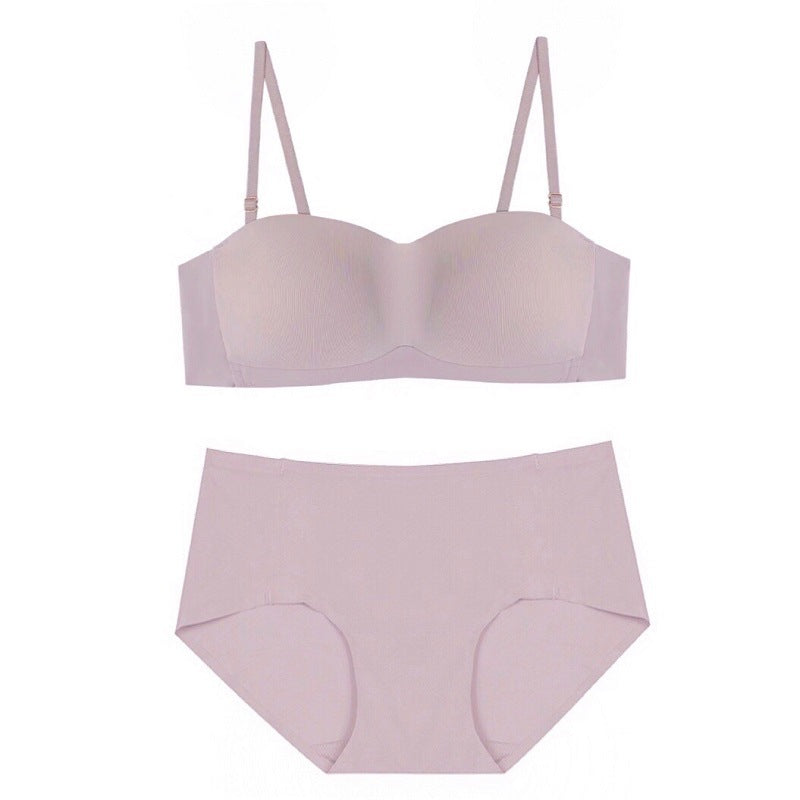 Seamless Tube Top Glossy Underwear Set