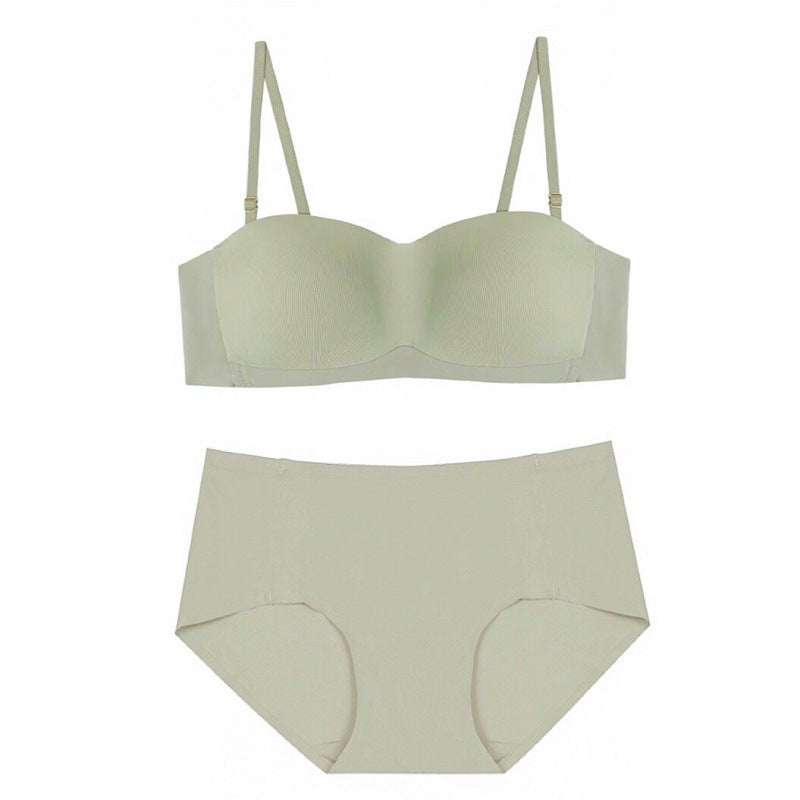 Seamless Tube Top Glossy Underwear Set