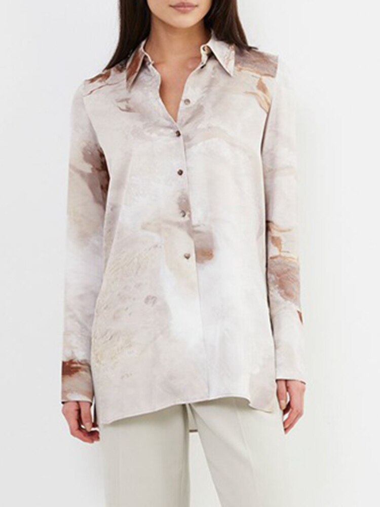 Women Long Sleeve Single Breasted Slim Lapel Versatile Tops