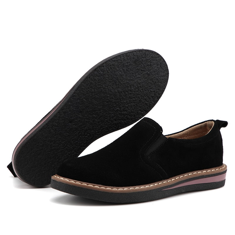 women flat suede leather casual shoes