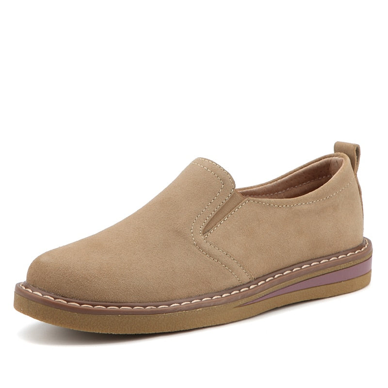 women flat suede leather casual shoes