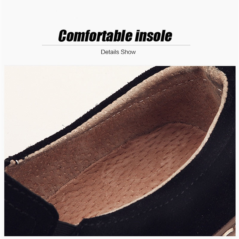 women flat suede leather casual shoes