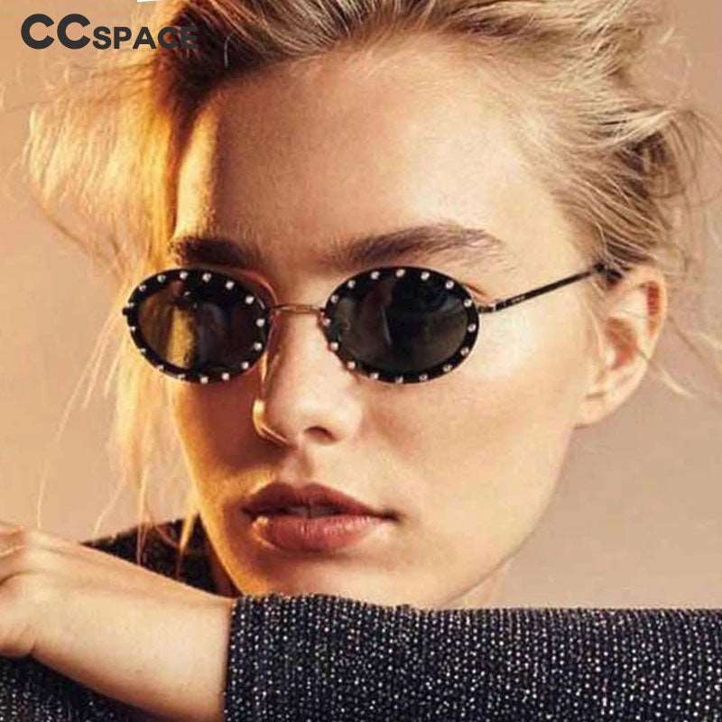 Diamond Oval Small Frame Luxury Sunglasses