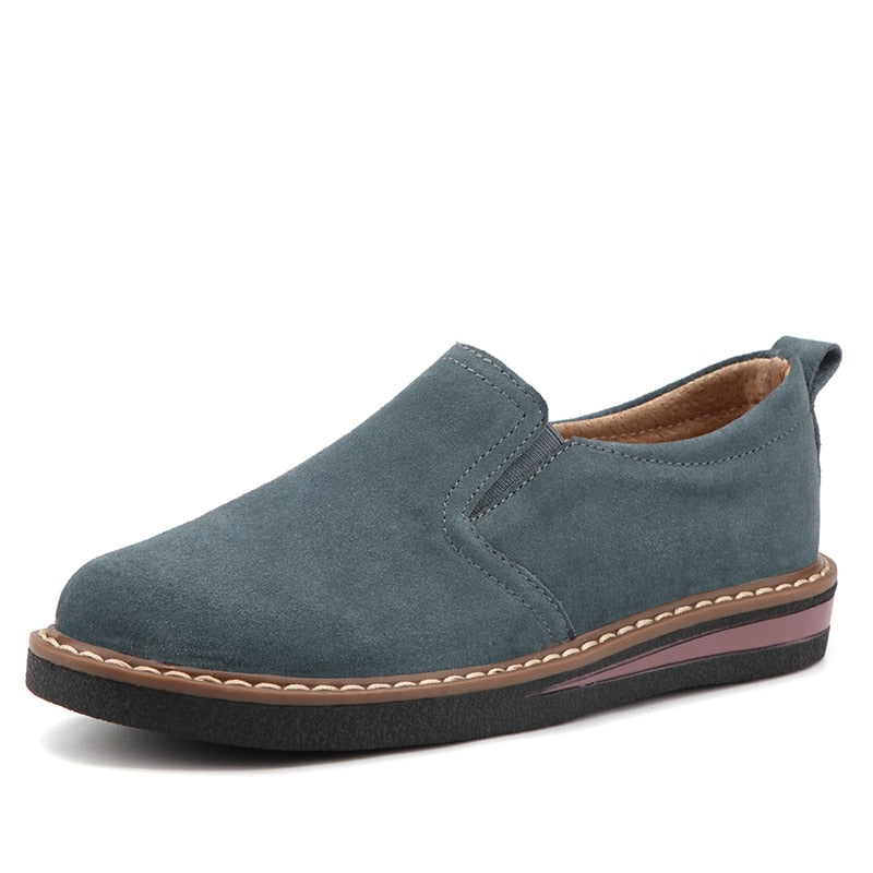 women flat suede leather casual shoes