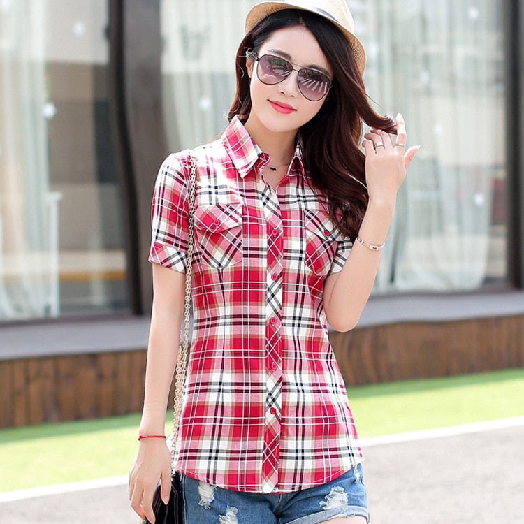 plaid short sleeve shirt