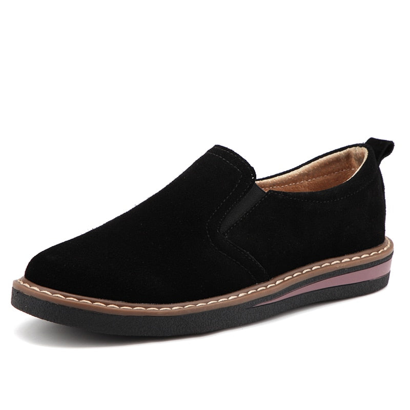women flat suede leather casual shoes