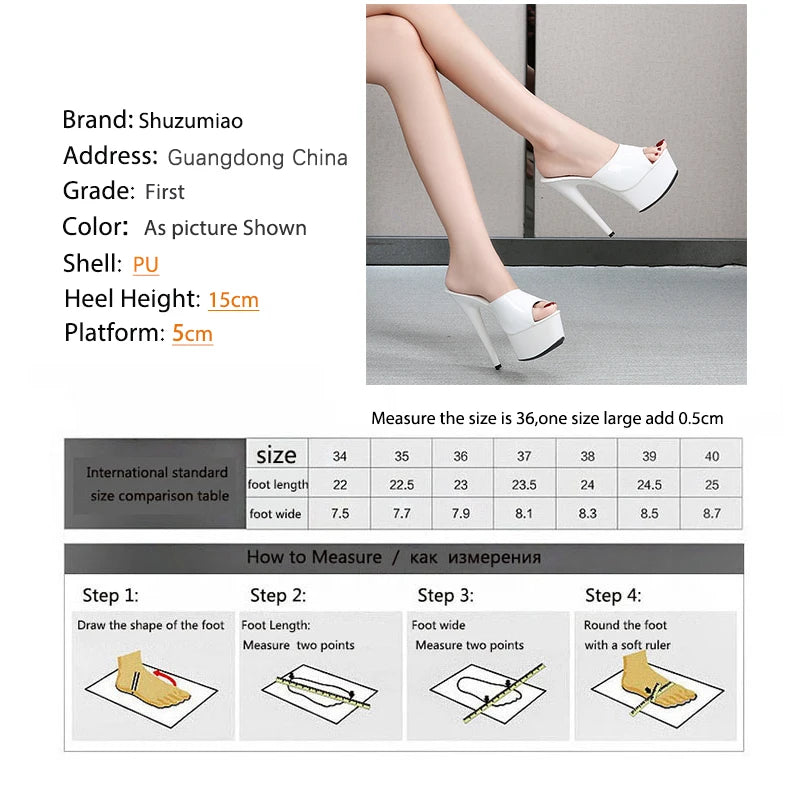 Women High Heels New Stripper Thick Bottom Platform Patent Leather Open Toe Bling