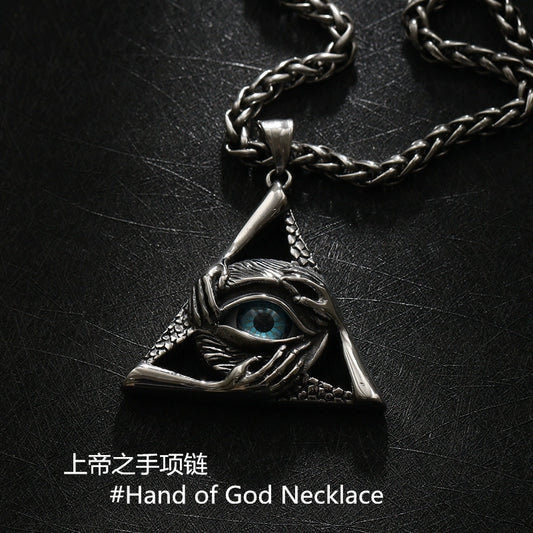 Trendy Men's Punk Titanium Steel Pendant God's Eye Necklace