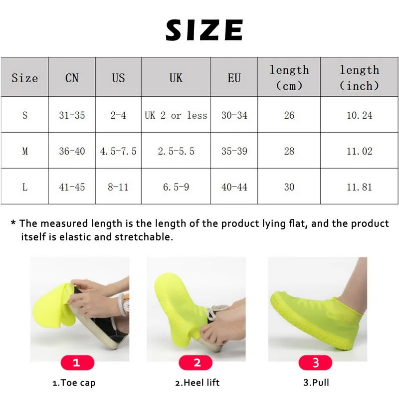 Waterproof Silicone Shoe Covers Reusable Non-Slip