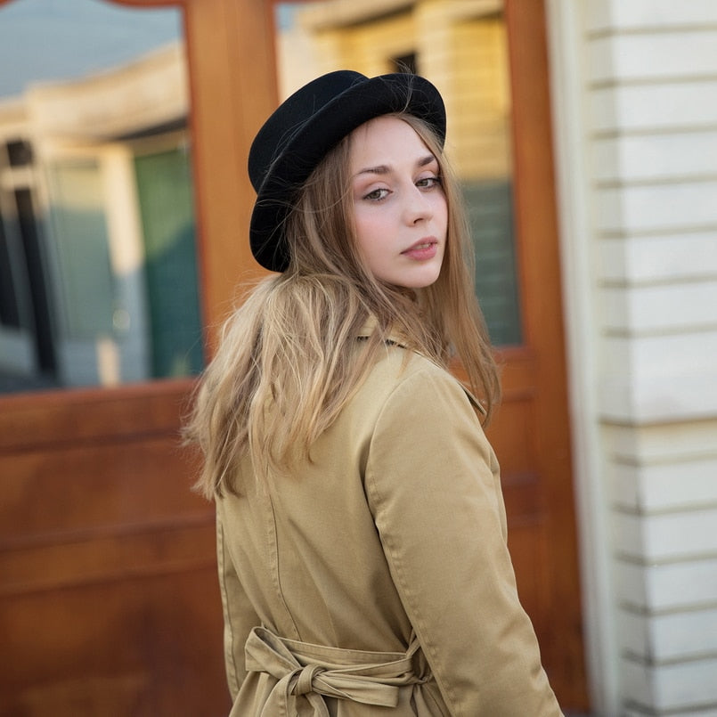 GEMVIE Classic 100% Wool Soft Felt Pork Pie Hat