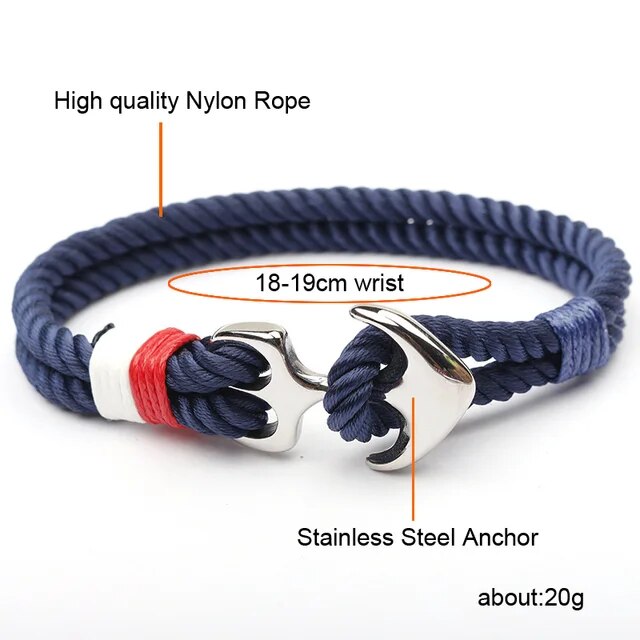 Stainless Steel Anchor Bracelet Rope Bracelets