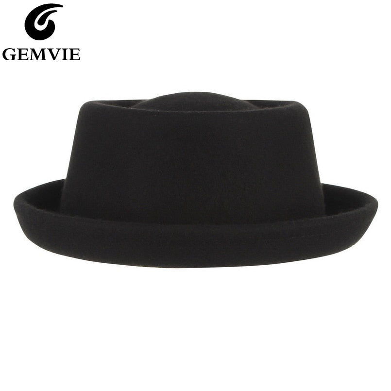 GEMVIE Classic 100% Wool Soft Felt Pork Pie Hat