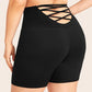 Women's Black Shorts With Hollow Out Straps On The Hips