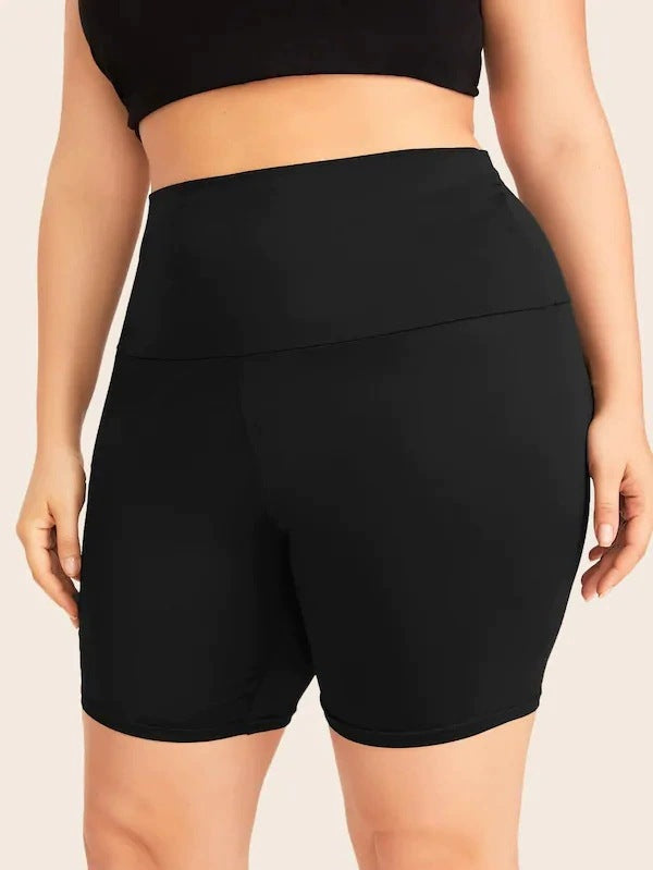 Women's Black Shorts With Hollow Out Straps On The Hips