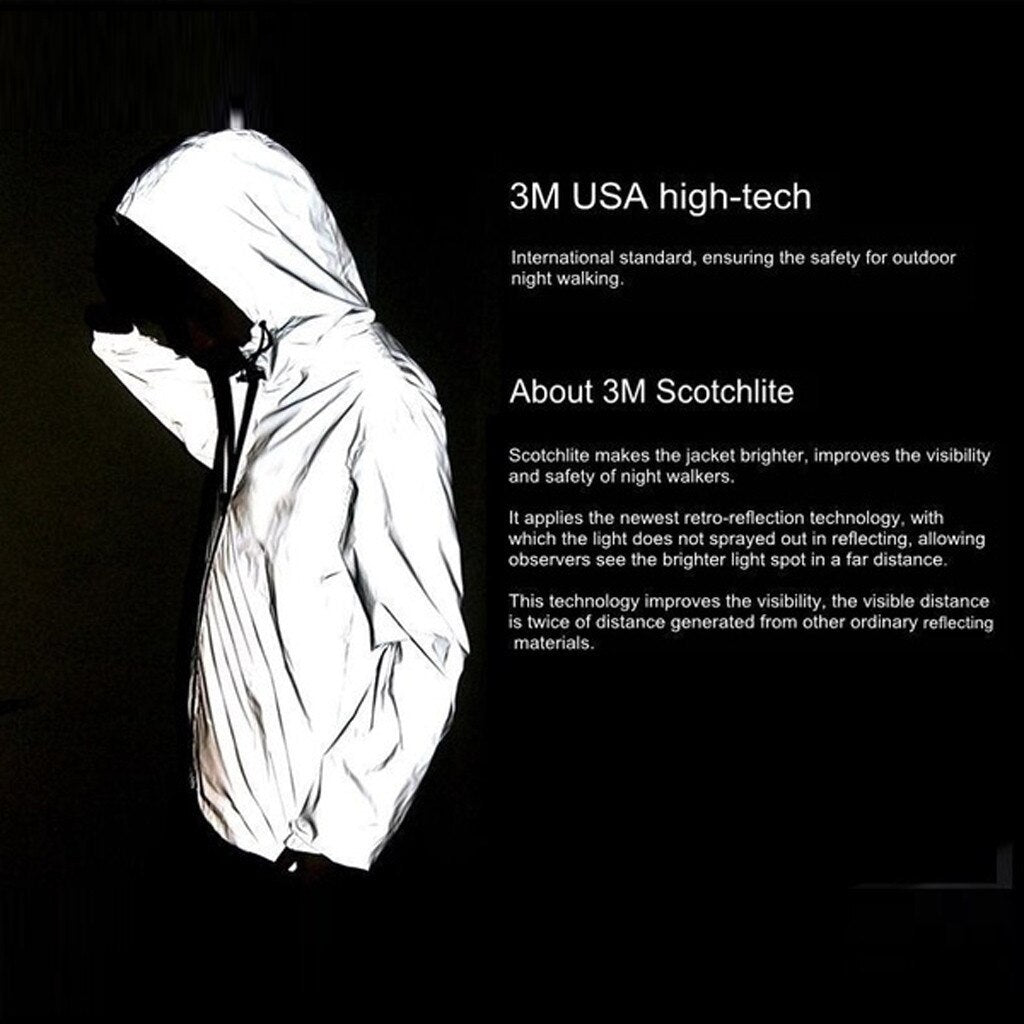 Hip Hop Reflective Noctilucent Hooded Jacket