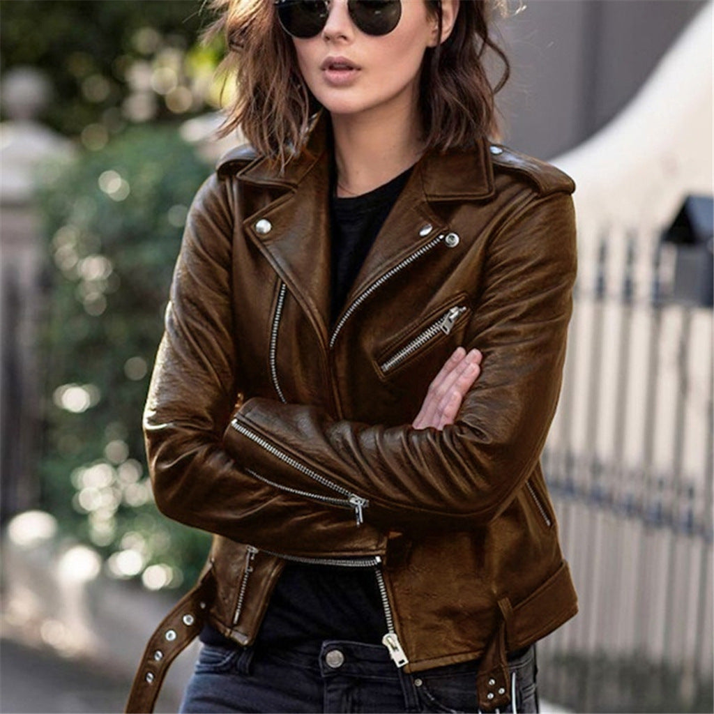 Leather Motorcycle Jacket Slim Fit