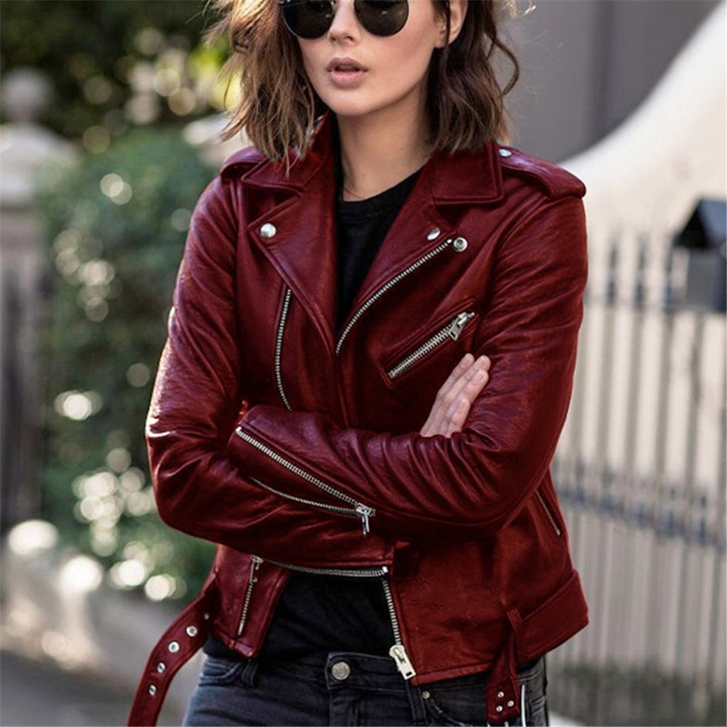 Leather Motorcycle Jacket Slim Fit