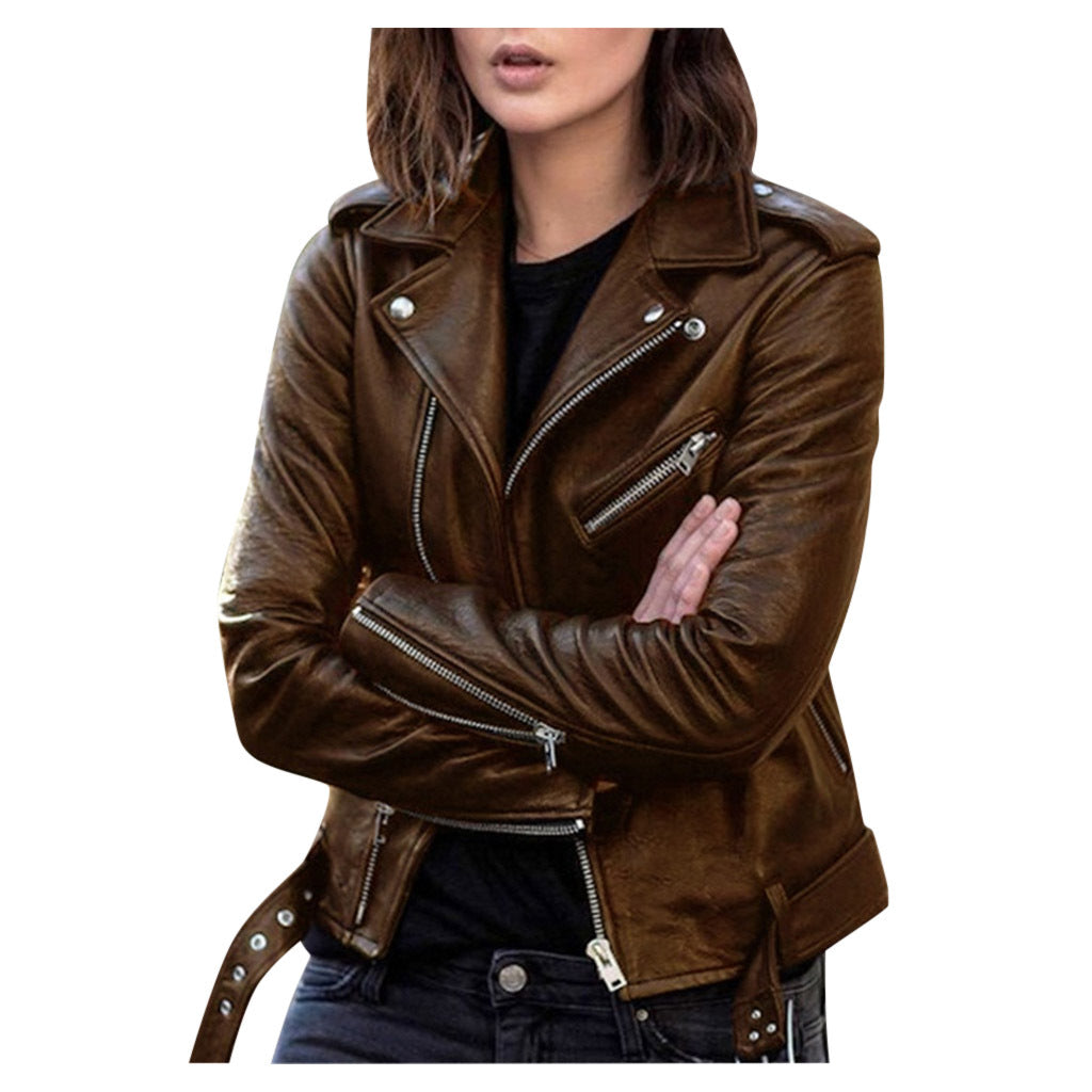Leather Motorcycle Jacket Slim Fit