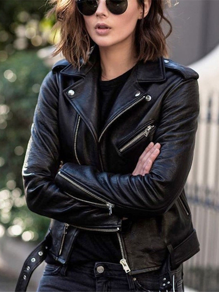 Leather Motorcycle Jacket Slim Fit