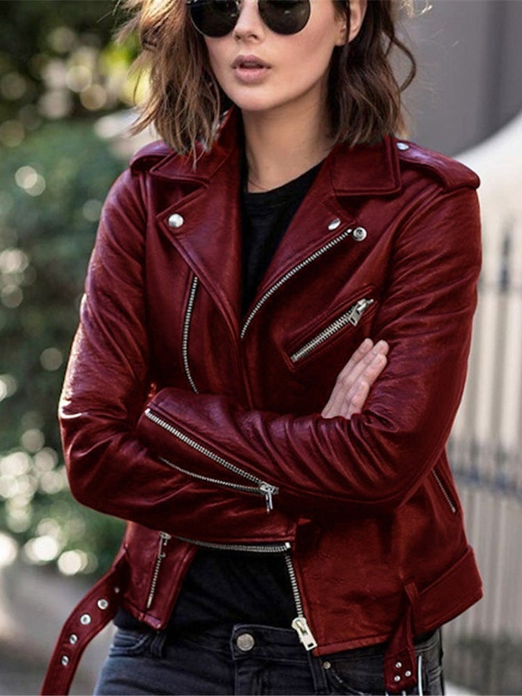Leather Motorcycle Jacket Slim Fit