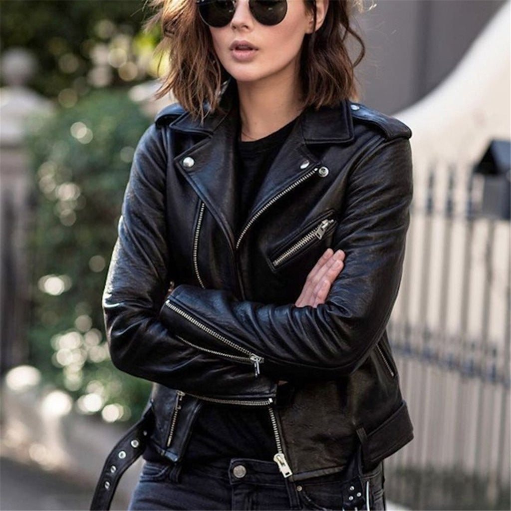 Leather Motorcycle Jacket Slim Fit