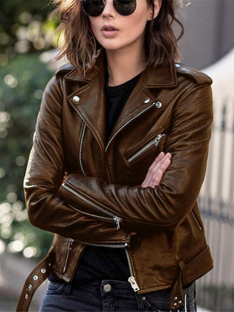Leather Motorcycle Jacket Slim Fit