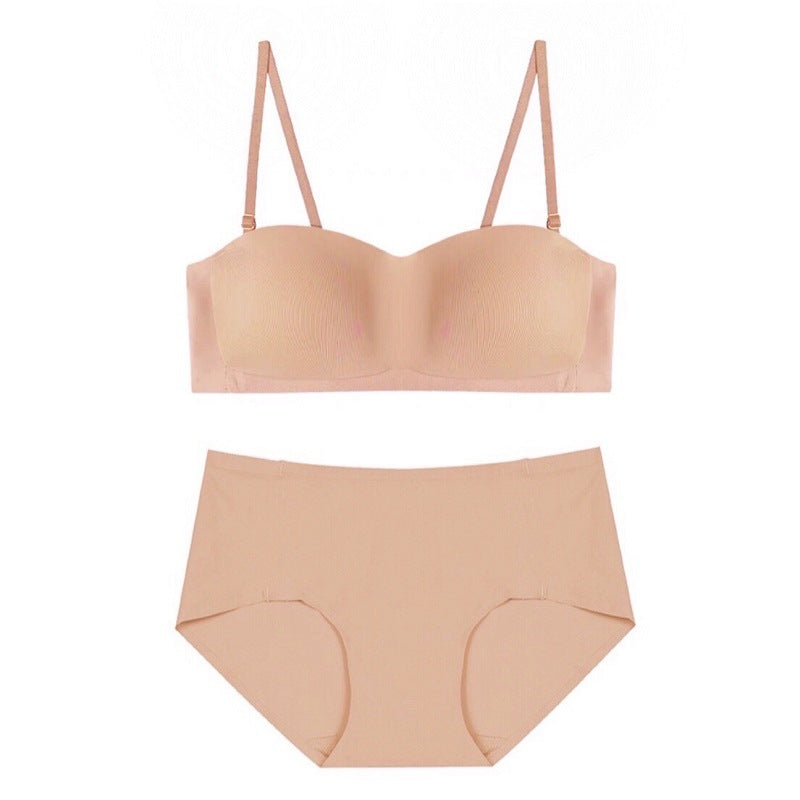 Seamless Tube Top Glossy Underwear Set