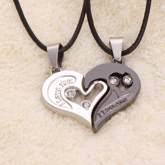 1 pair Fashion Couple Heart Shape I Love You Necklace