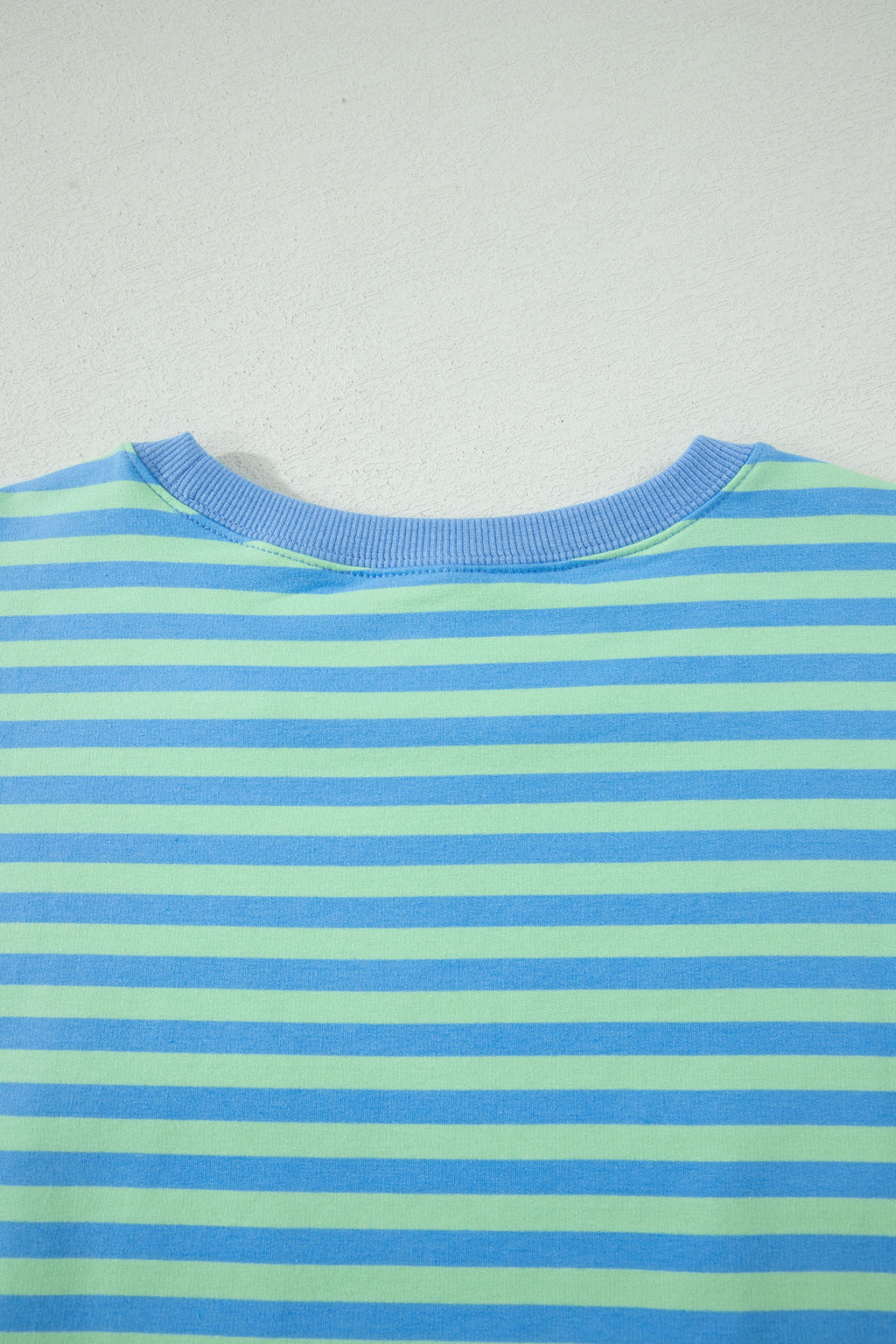 Green Stripe Striped Ribbed Cotton Two-Piece Pant Set with Chest Patch Detail