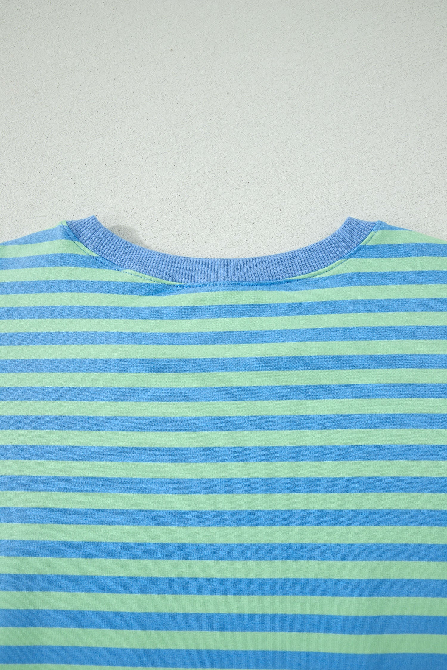 Green Stripe Striped Ribbed Cotton Two-Piece Pant Set with Chest Patch Detail