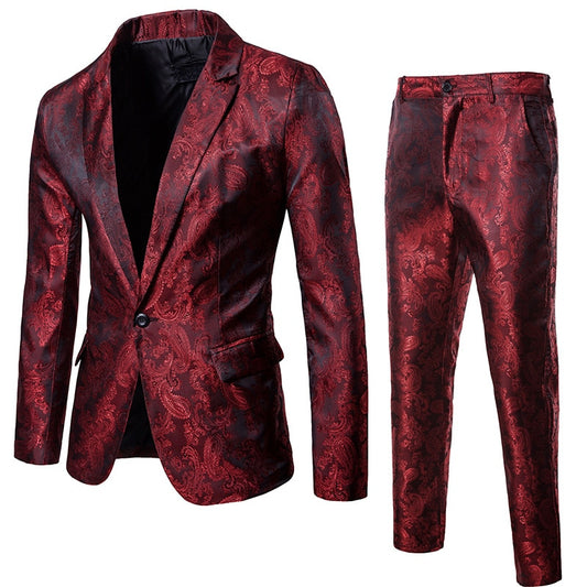 Wine Red Nightclub Paisley Suit
