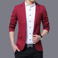 Mens Red Notched Lapel Suit Blazer