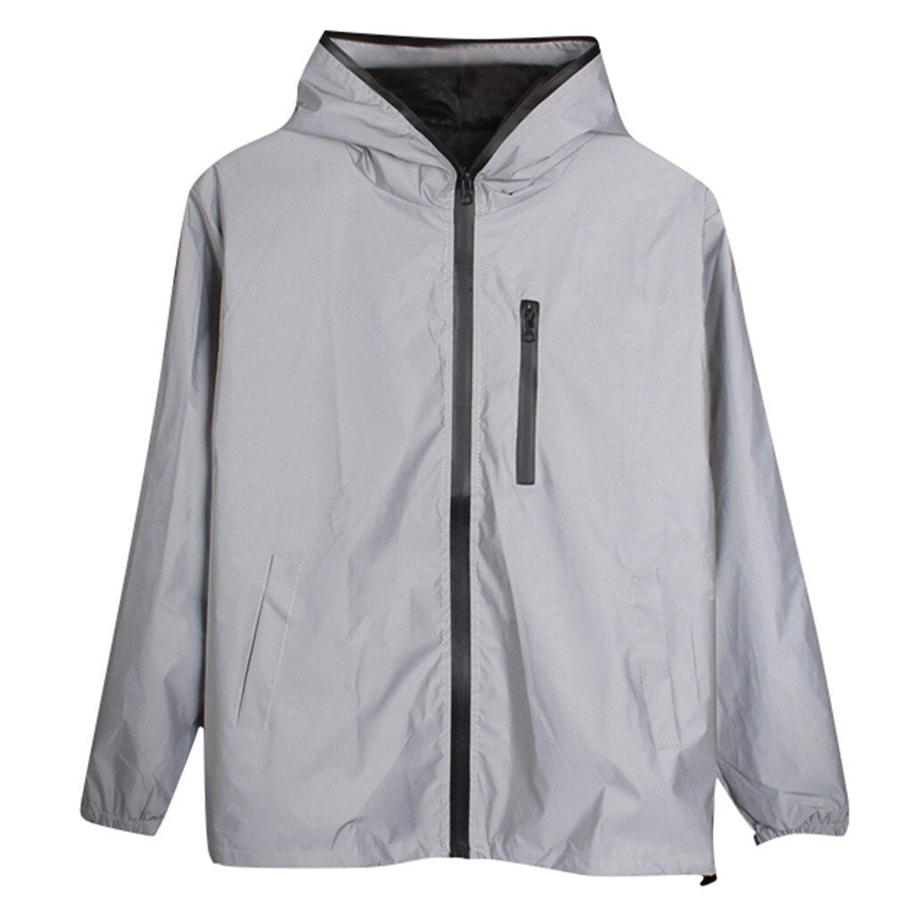 Hip Hop Reflective Noctilucent Hooded Jacket