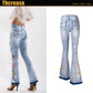 Women Heavy Industry Three-Dimensional 3D Embroidery Jeans