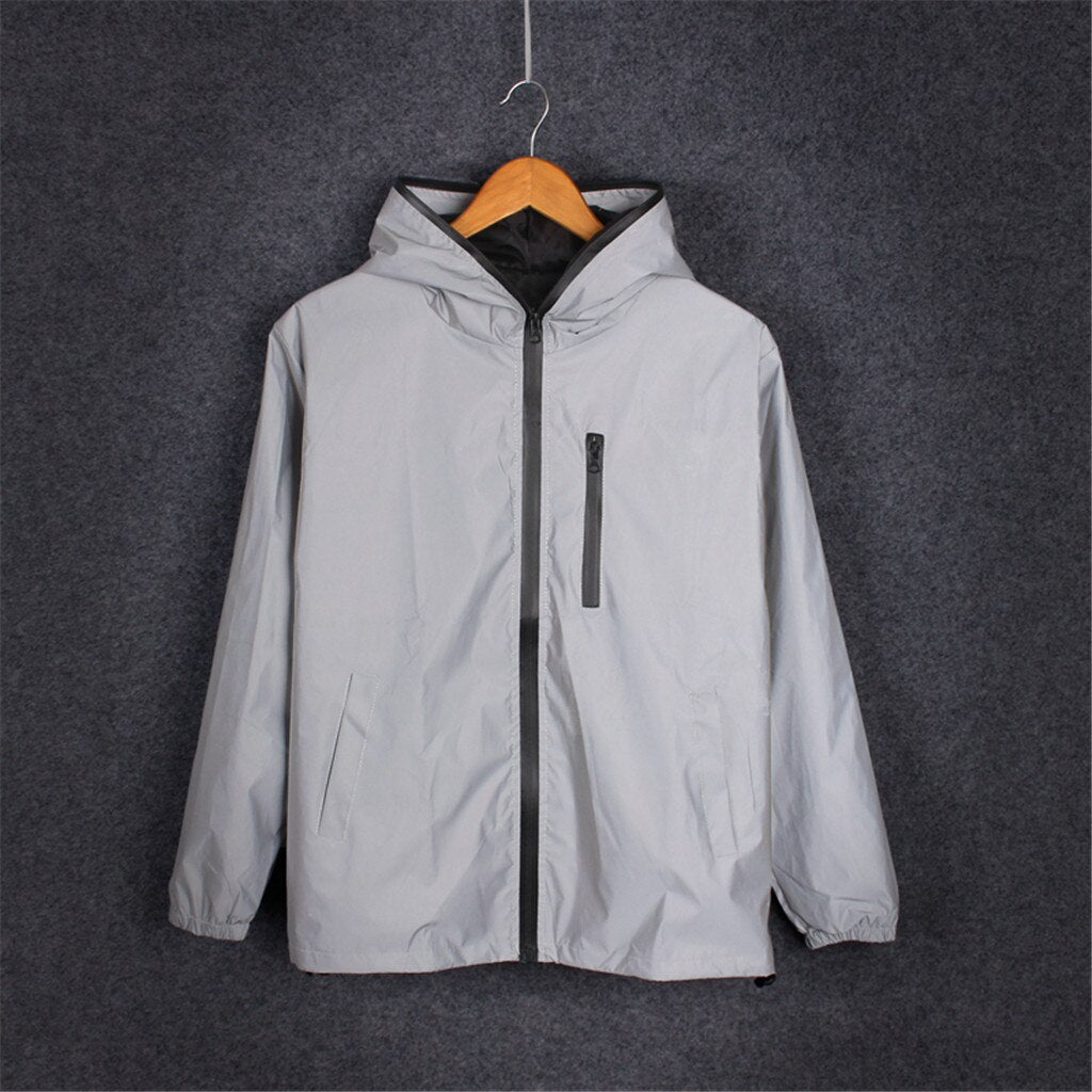 Hip Hop Reflective Noctilucent Hooded Jacket