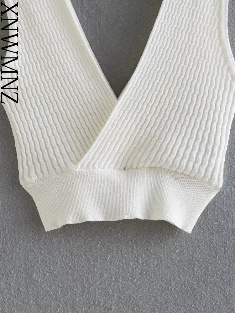 Women Fashion Knitted Crop Top