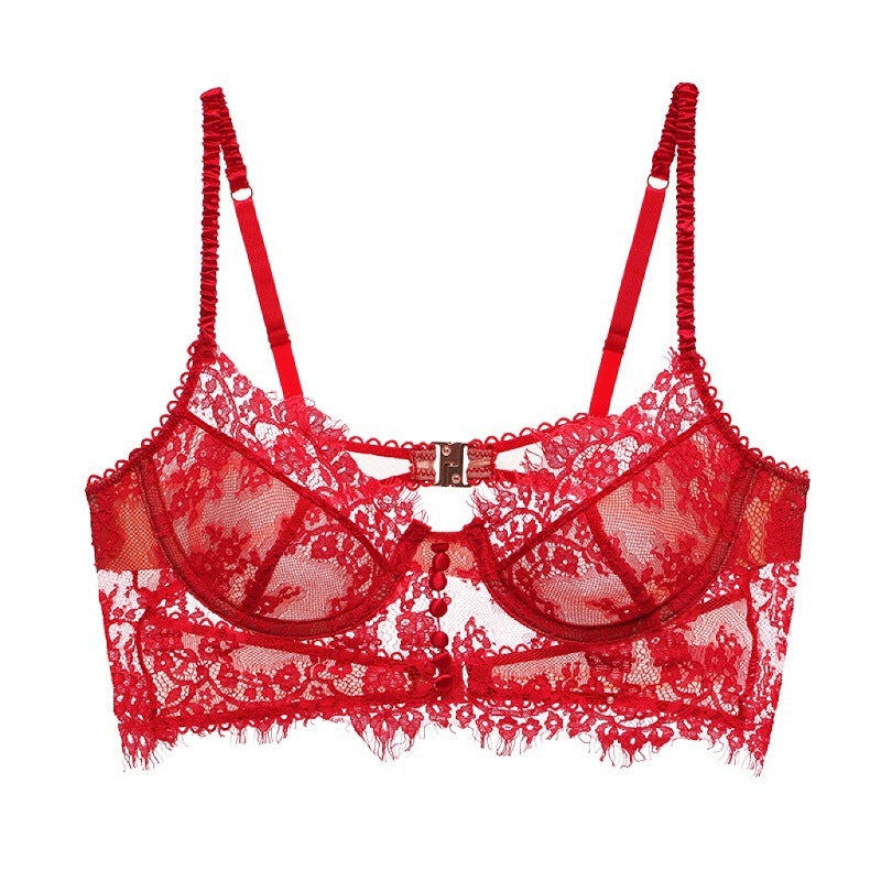 French Eyelashes Lace Breathable Long Bra