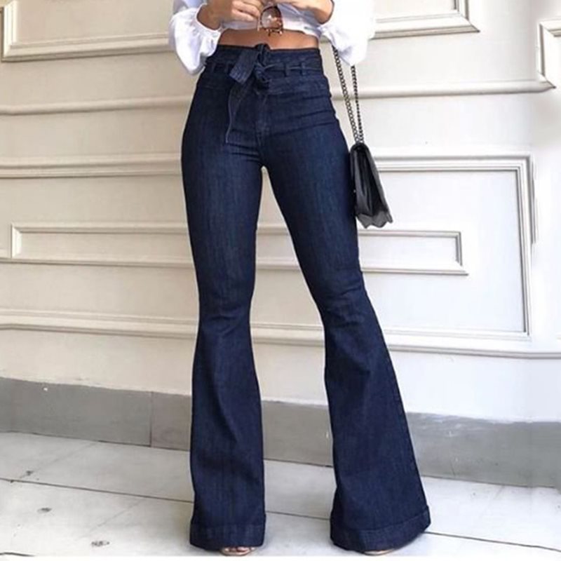 Women's  High Waist Denim Flare Pants