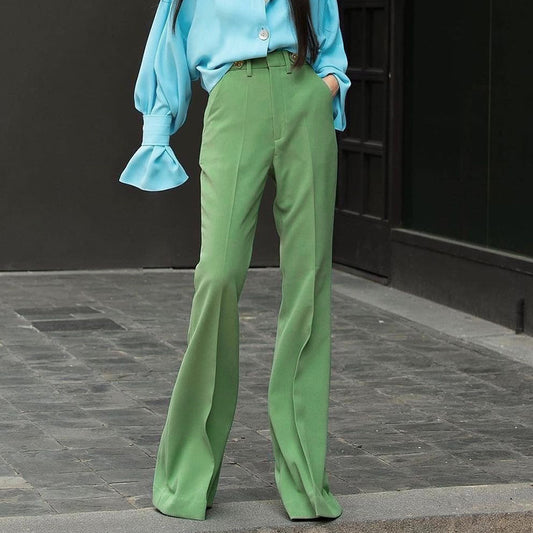New High Waist Green Mopping Trousers