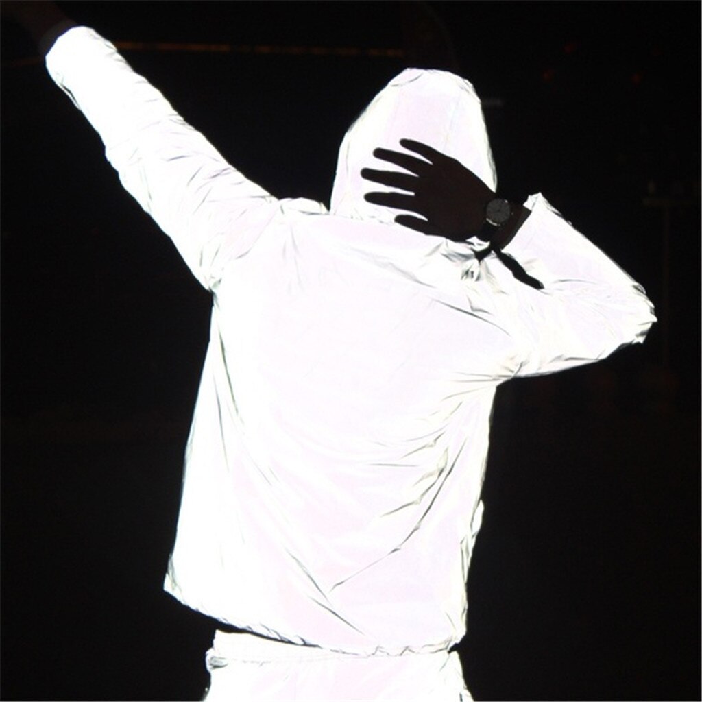 Hip Hop Reflective Noctilucent Hooded Jacket