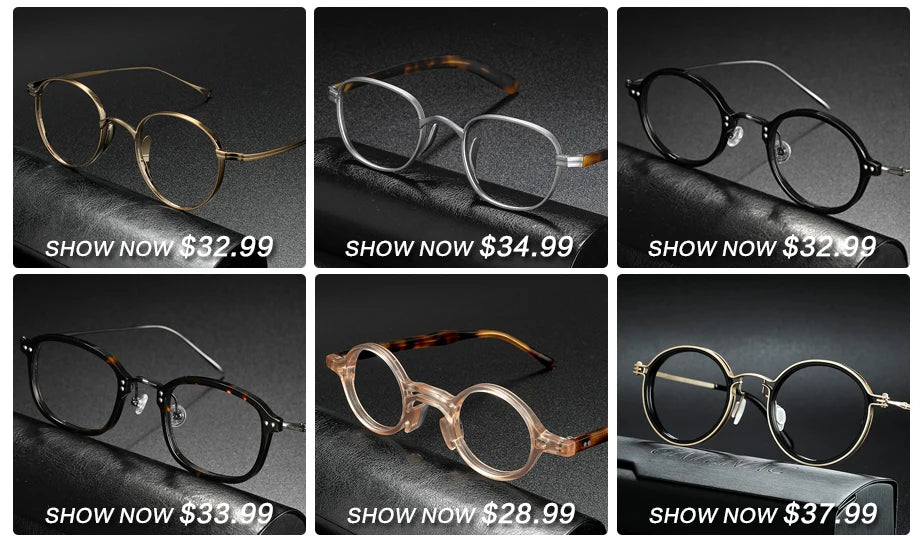 Vintage Round Acetate Titanium Glasses